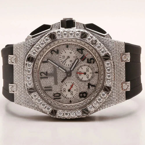 Fully moissanite Diamond Studded Men's Wrist Watch With Customized Pattern