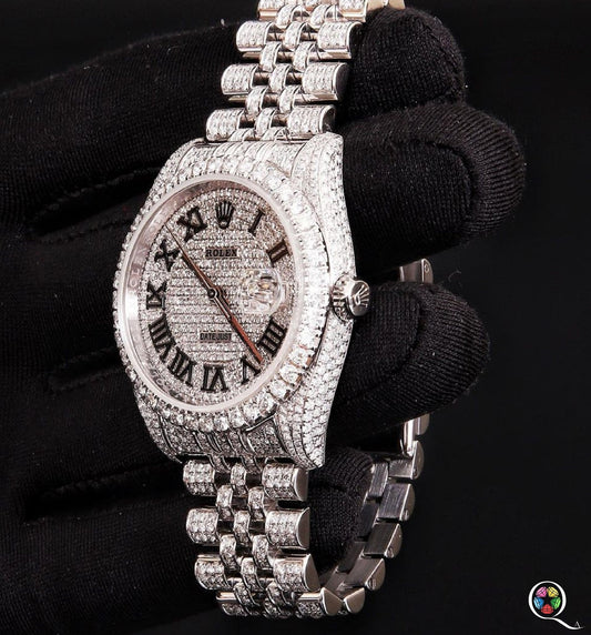 Fully moissanite Diamond Studded Men's Wrist Watch With Customized Pattern