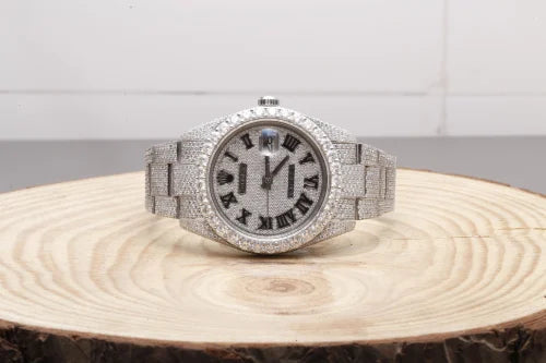 Fully moissanite Diamond Studded Men's Wrist Watch With Customized Pattern