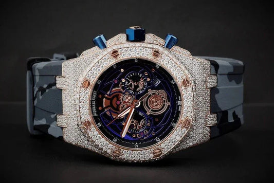 Fully moissanite Diamond Studded AP Men's Wrist Watch With Customized Pattern