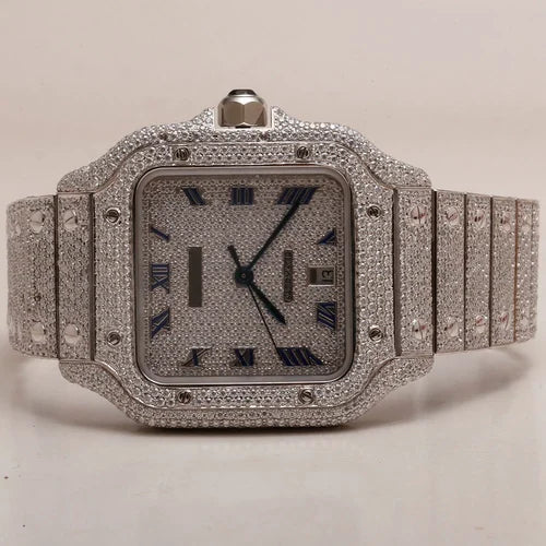 Fully moissanite Diamond Studded Men's Wrist Watch With Customized Pattern