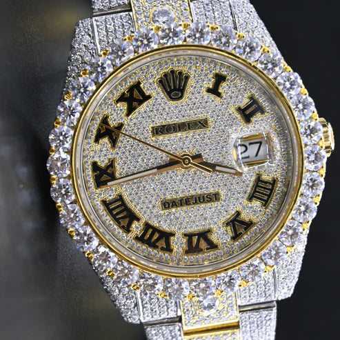 Fully moissanite Diamond Studded Men's Wrist Watch With Customized Pattern