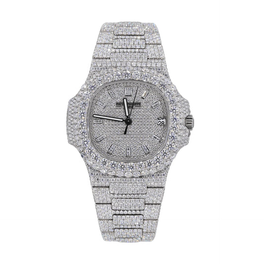 Fully moissanite Diamond Studded Men's Wrist Watch With Customized Pattern