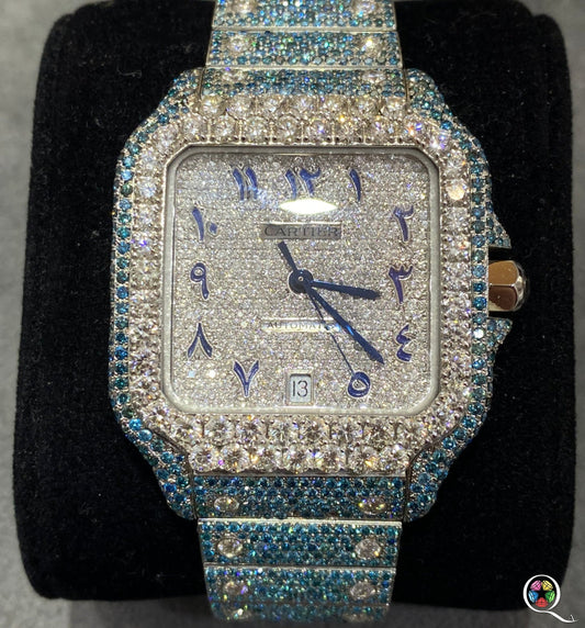 Fully moissanite Diamond Studded Men's Wrist Watch With Customized Pattern