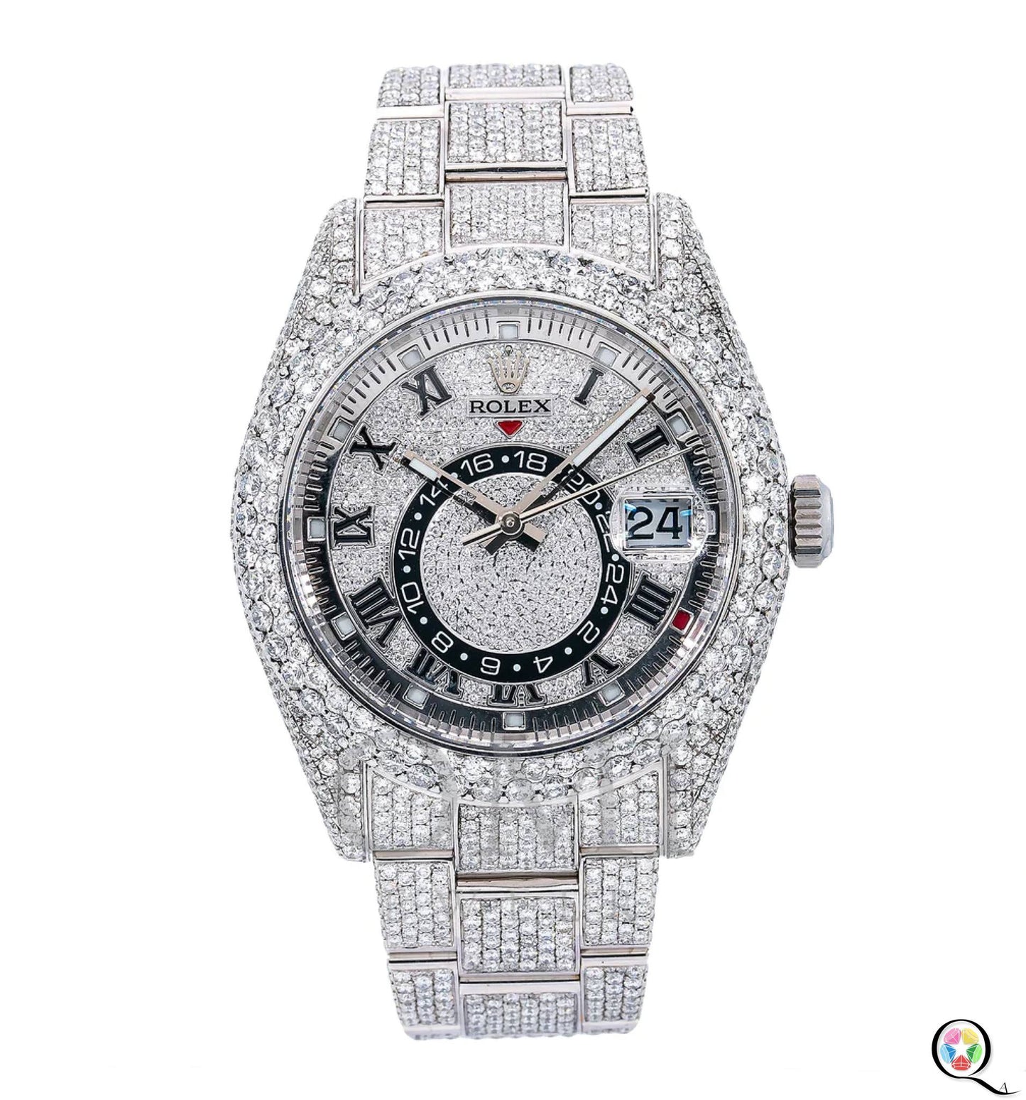 Fully moissanite Diamond Studded Men's Wrist Watch With Customized Pattern