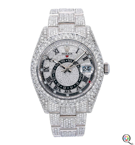 Fully moissanite Diamond Studded Men's Wrist Watch With Customized Pattern