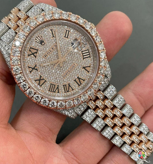 Fully moissanite Diamond Studded Men's Wrist Watch With Customized Pattern