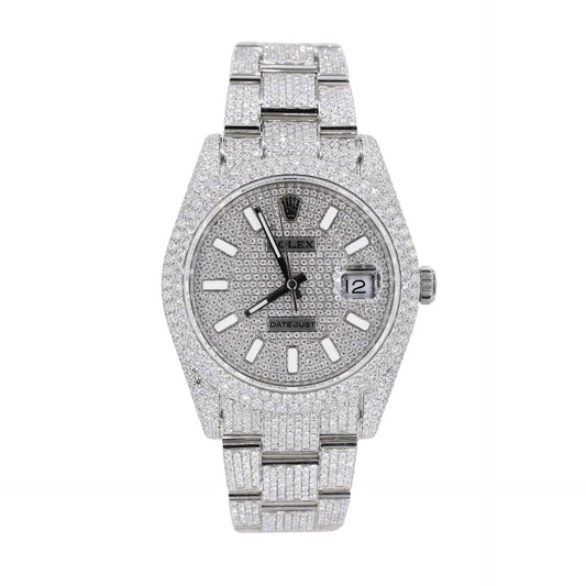 Fully moissanite Diamond Studded Men's Wrist Watch With Customized Pattern