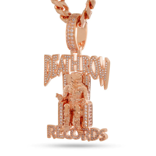 DEATH ROW RECORDS ROSE GOLD ICED LOGO NECKLACE