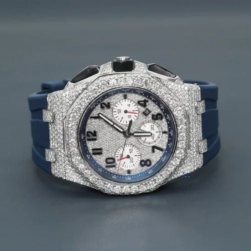 Men's Moissanite Round Cut Diamond Awesome wrist Watch With Sparkling Look