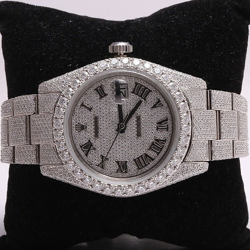 fully iced out Rolex moissanite diamond watch