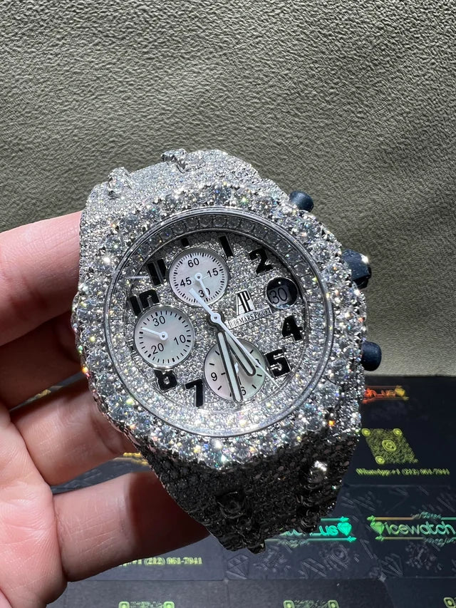 Fully moissanite Diamond Studded Men's Wrist Watch With Customized Pattern