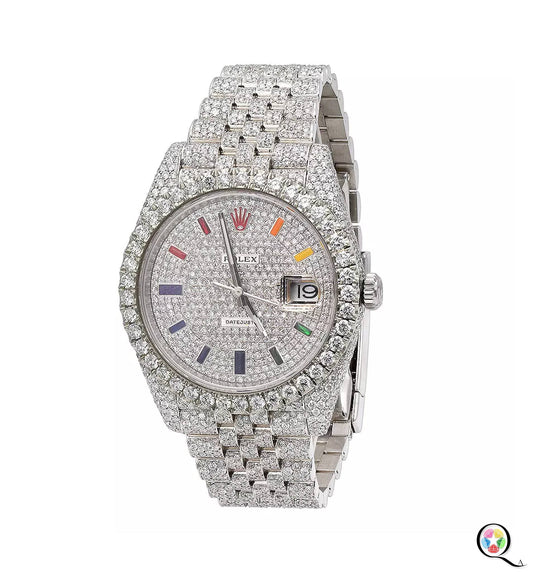 Fully moissanite Diamond Studded Men's Wrist Watch With Customized Pattern