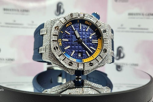 Top Selling Branded Iced Out Moissanite Watch Hip Hop Bust Down Chrono Watch