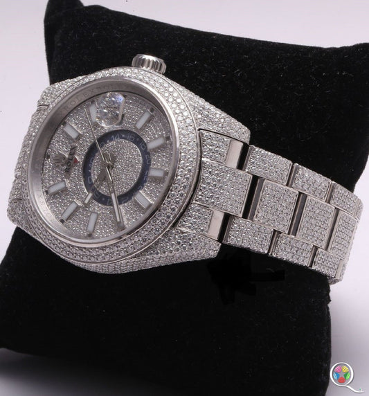 Fully moissanite Diamond Studded Men's Wrist Watch With Customized Pattern