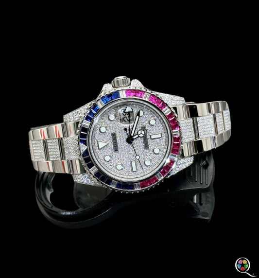 Fully moissanite Diamond Studded Men's Wrist Watch With Customized Pattern