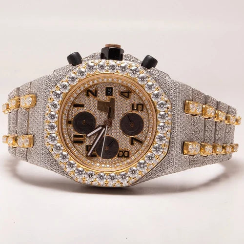 Fully moissanite Diamond Studded Men's Wrist Watch With Customized Pattern