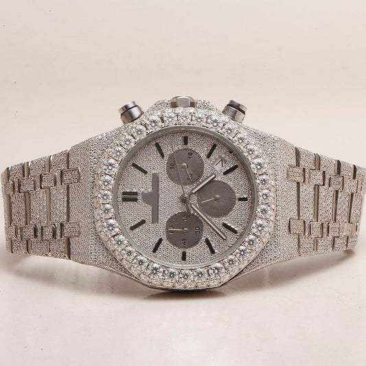 fully iced out AP moissanite diamond watch