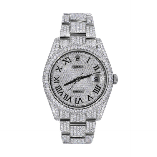 Fully moissanite Diamond Studded Men's Wrist Watch With Customized Pattern