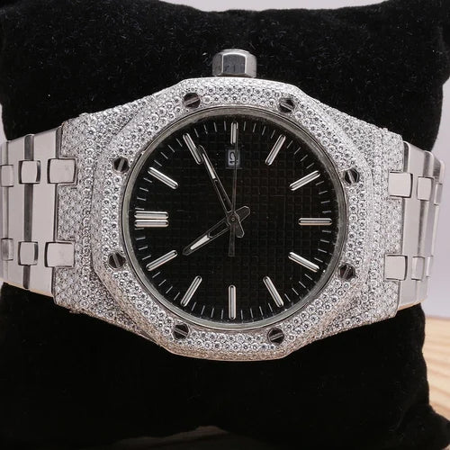 Fully moissanite Diamond Studded Men's Wrist Watch With Customized Pattern