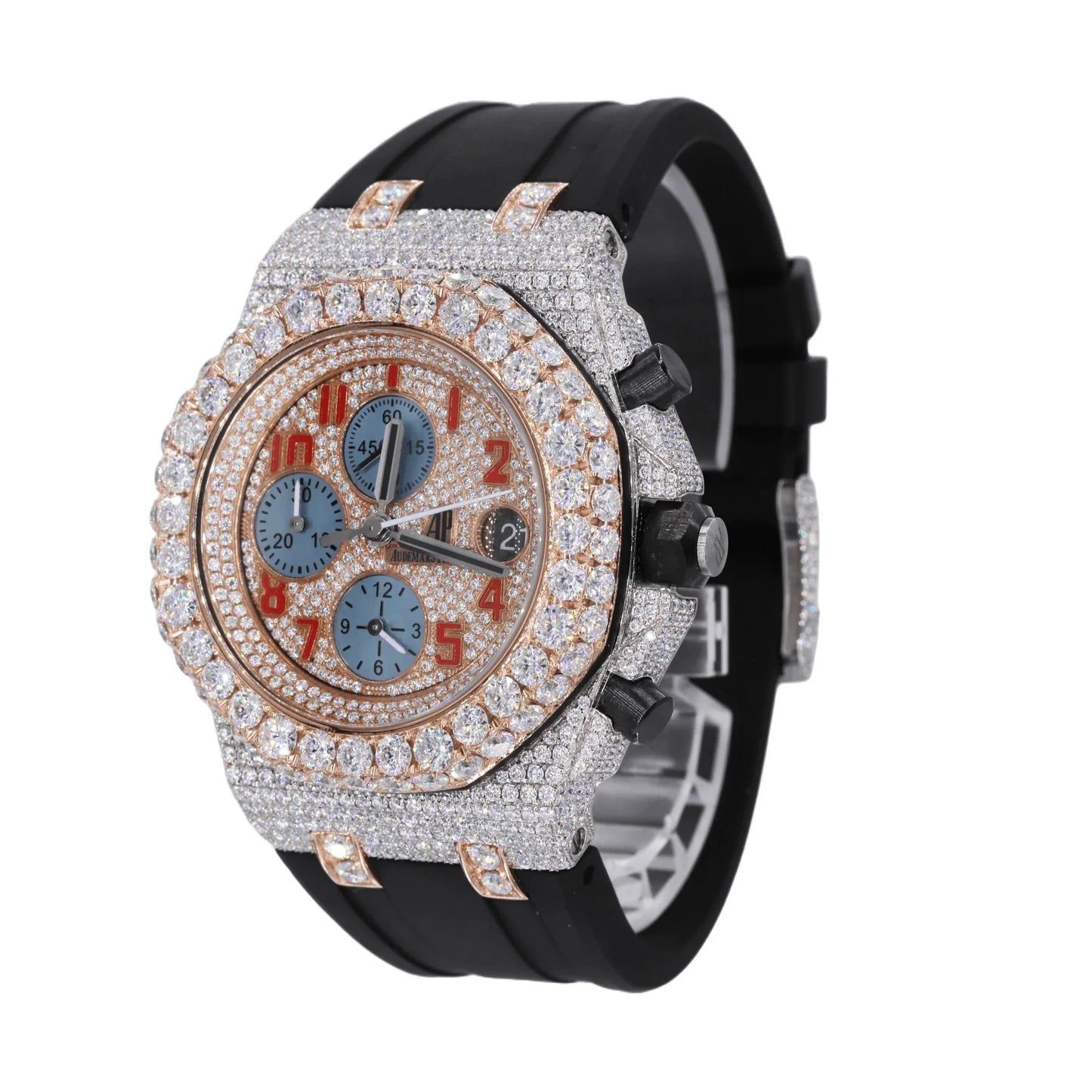 AP Fully moissanite Diamond Studded Men's Wrist Watch With Customized Pattern