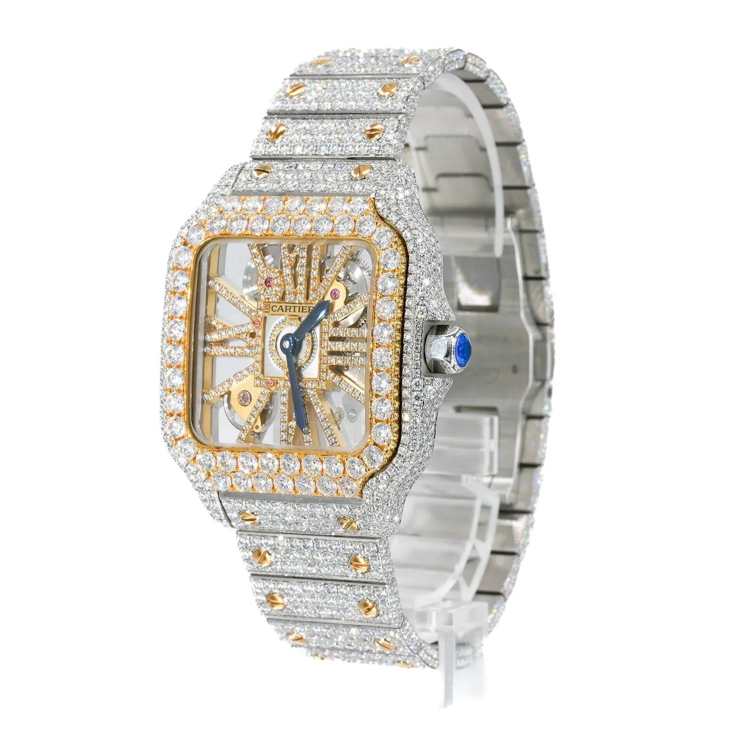 Fully moissanite Diamond Studded Men's Wrist Watch With Customized Pattern