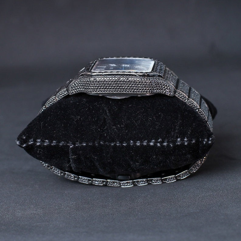 iced out Cartier black moissanite diamond watch