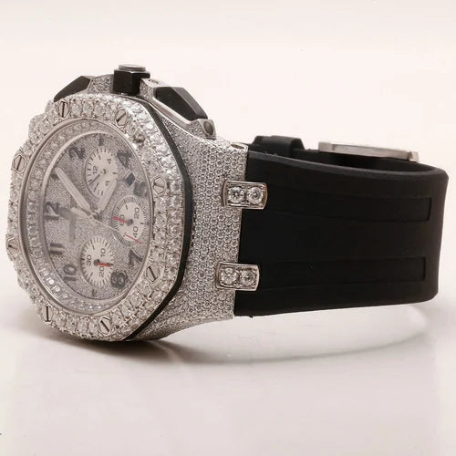 Fully moissanite Diamond Studded Men's Wrist Watch With Customized Pattern