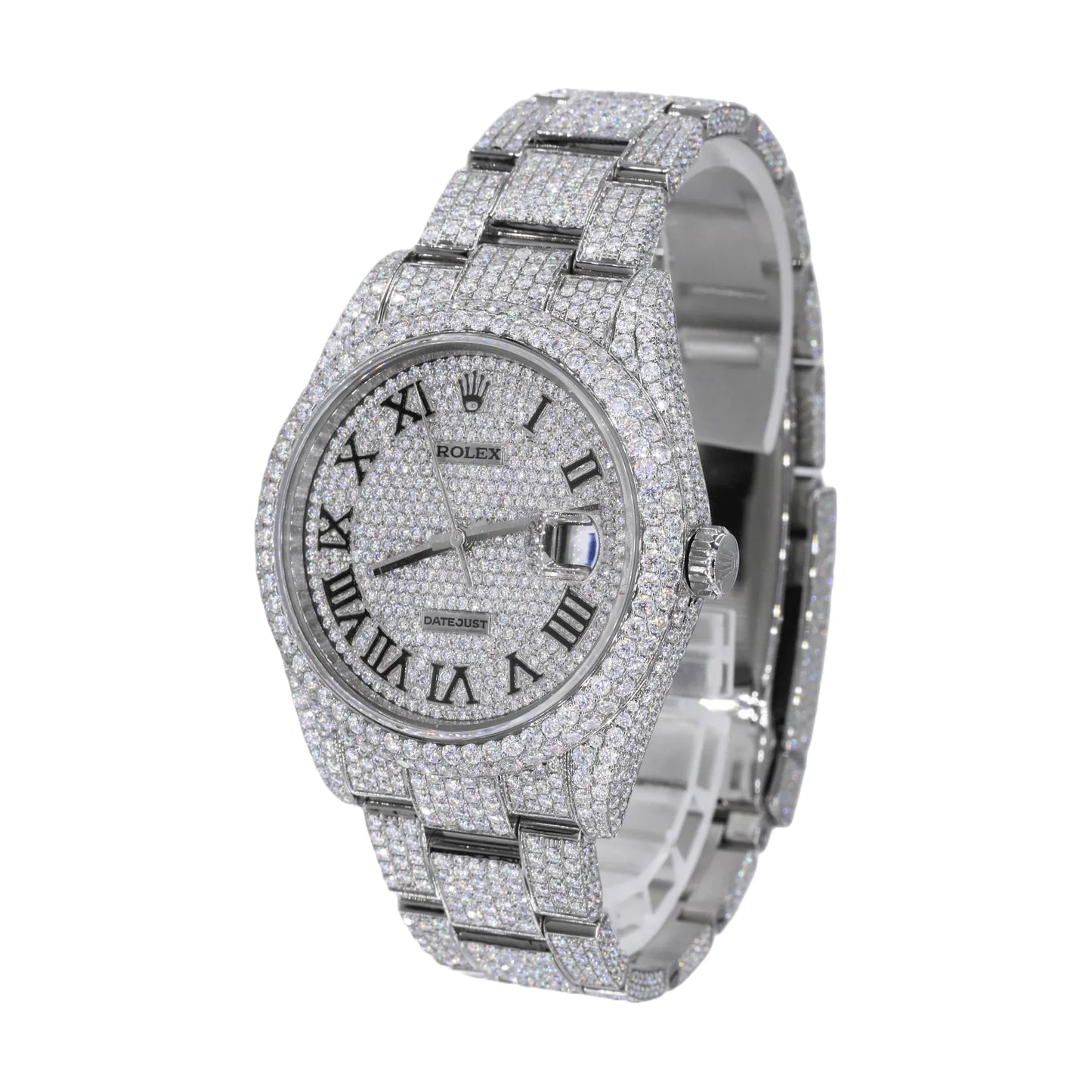 Fully moissanite Diamond Studded Men's Wrist Watch With Customized Pattern