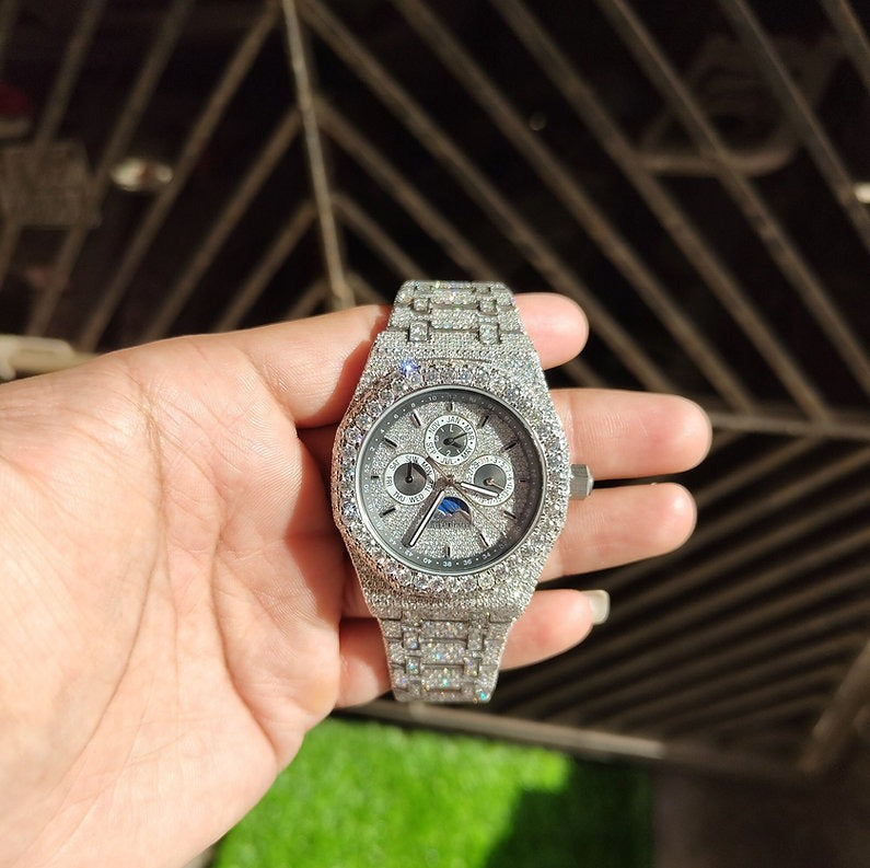 fully iced out AP moissanite watch