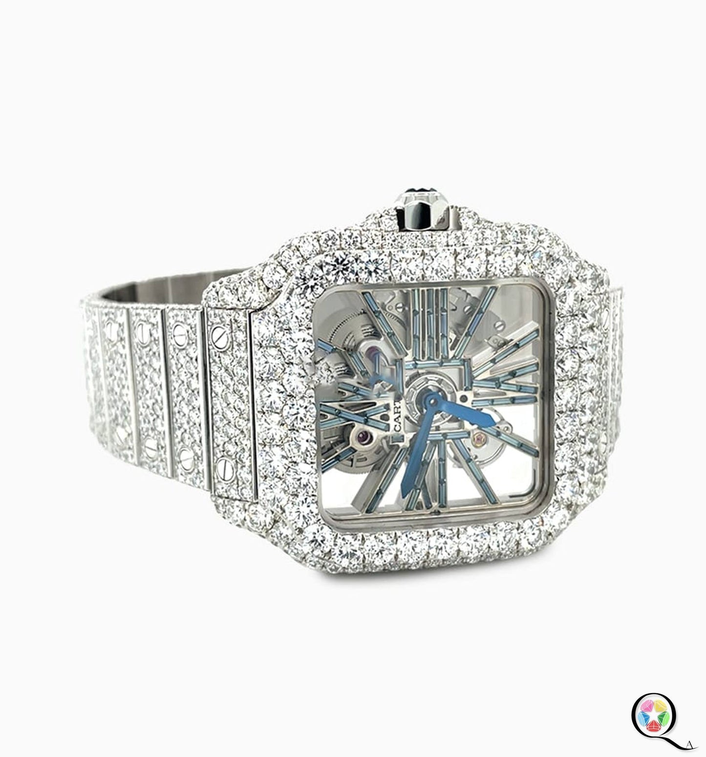 Fully moissanite Diamond Studded Men's Wrist Watch With Customized Pattern