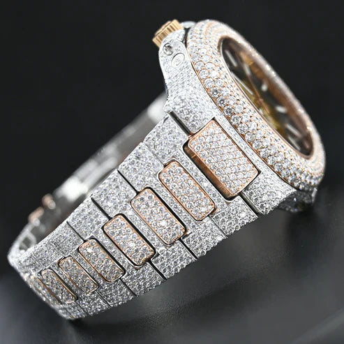 Fully moissanite Diamond Studded Men's Wrist Watch With Customized Pattern