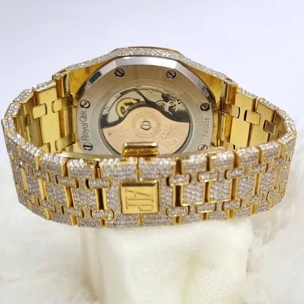 Fully moissanite Diamond Studded Men's Wrist Watch With Customized Pattern