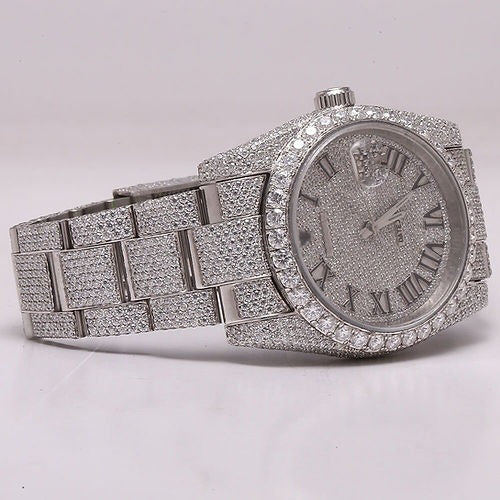 fully iced out Rolex moissanite diamond watch