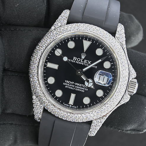 Fully moissanite Diamond Studded Men's Wrist Watch With Customized Pattern