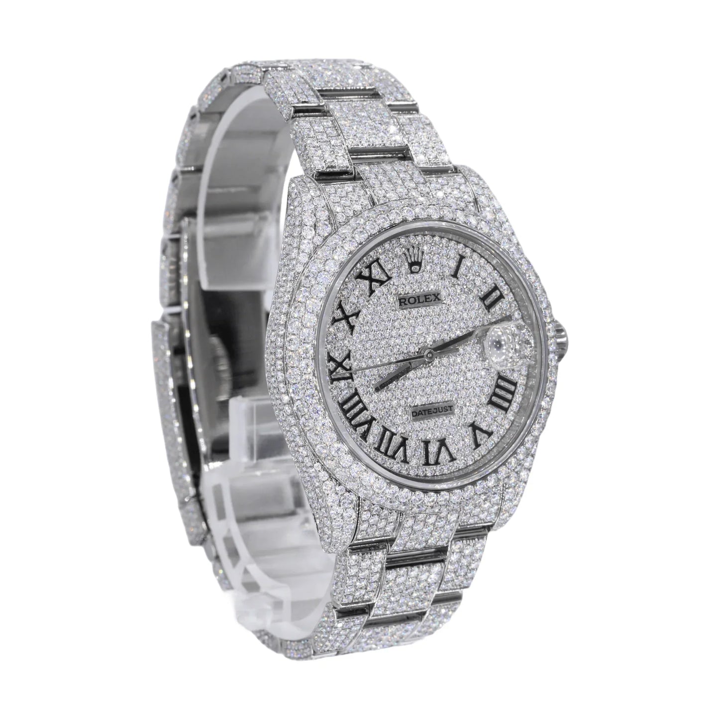 Fully moissanite Diamond Studded Men's Wrist Watch With Customized Pattern