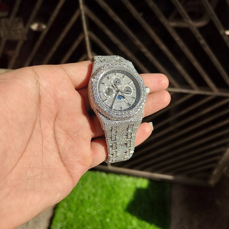 fully iced out AP moissanite watch