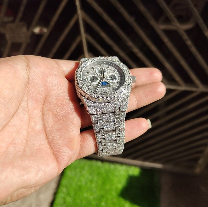 fully iced out AP moissanite watch