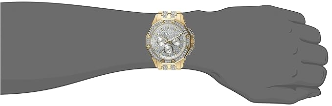 Men's Goldtone Crystal Swarovski Pav= Dial Watch