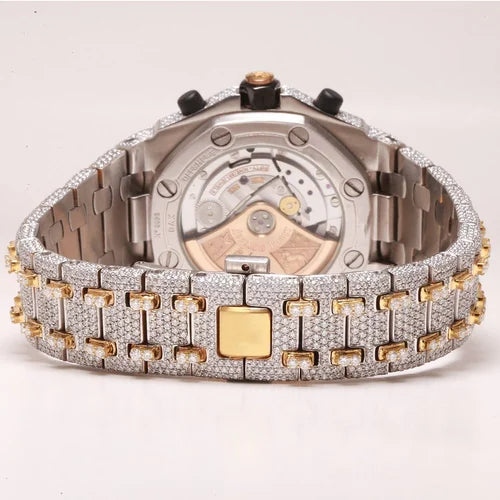 Fully moissanite Diamond Studded Men's Wrist Watch With Customized Pattern