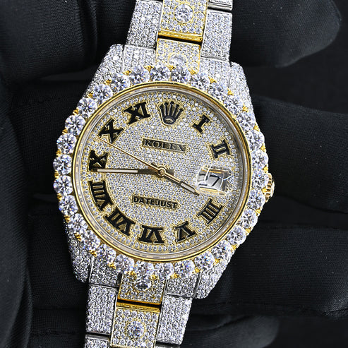 Fully moissanite Diamond Studded Men's Wrist Watch With Customized Pattern