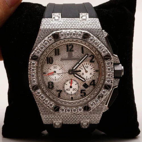 Fully moissanite Diamond Studded Men's Wrist Watch With Customized Pattern