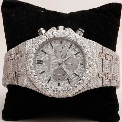 Fully moissanite Diamond Studded Men's Wrist Watch With Customized Pattern