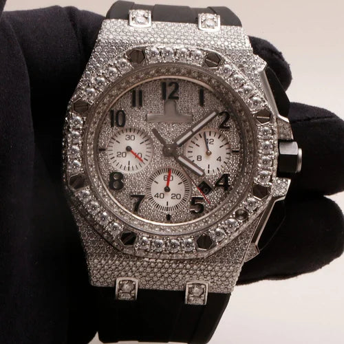 Fully moissanite Diamond Studded Men's Wrist Watch With Customized Pattern